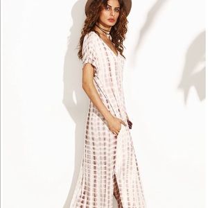 Short sleeve maxi dress with pockets & side slits